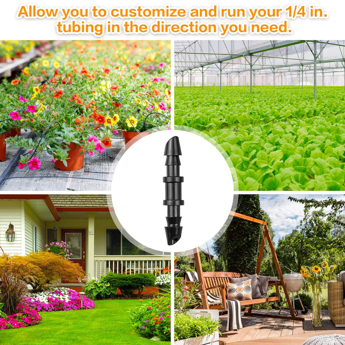 Gardrip Drip Irrigation Coupling Fittings：120 Pieces Barbed Coupler Irrigation Parts with Sharp End Fits for 1/4 Inch Irrigation Tubing Drip Line Connectors for Garden Lawn Irrigation System