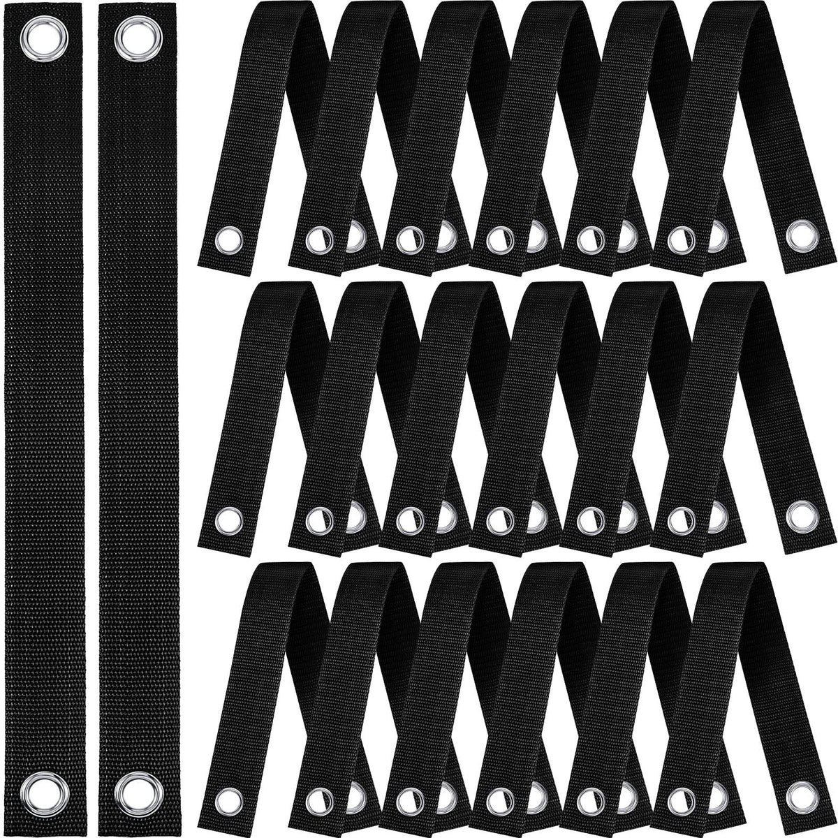 32 Pieces 15.74 Inches Tree Straps for Staking with Grommet Heavy Duty Tree and Plant Supports Stakes for Guying Staking Newly Planted Sapling Straight and Hurricane Protection (Black)