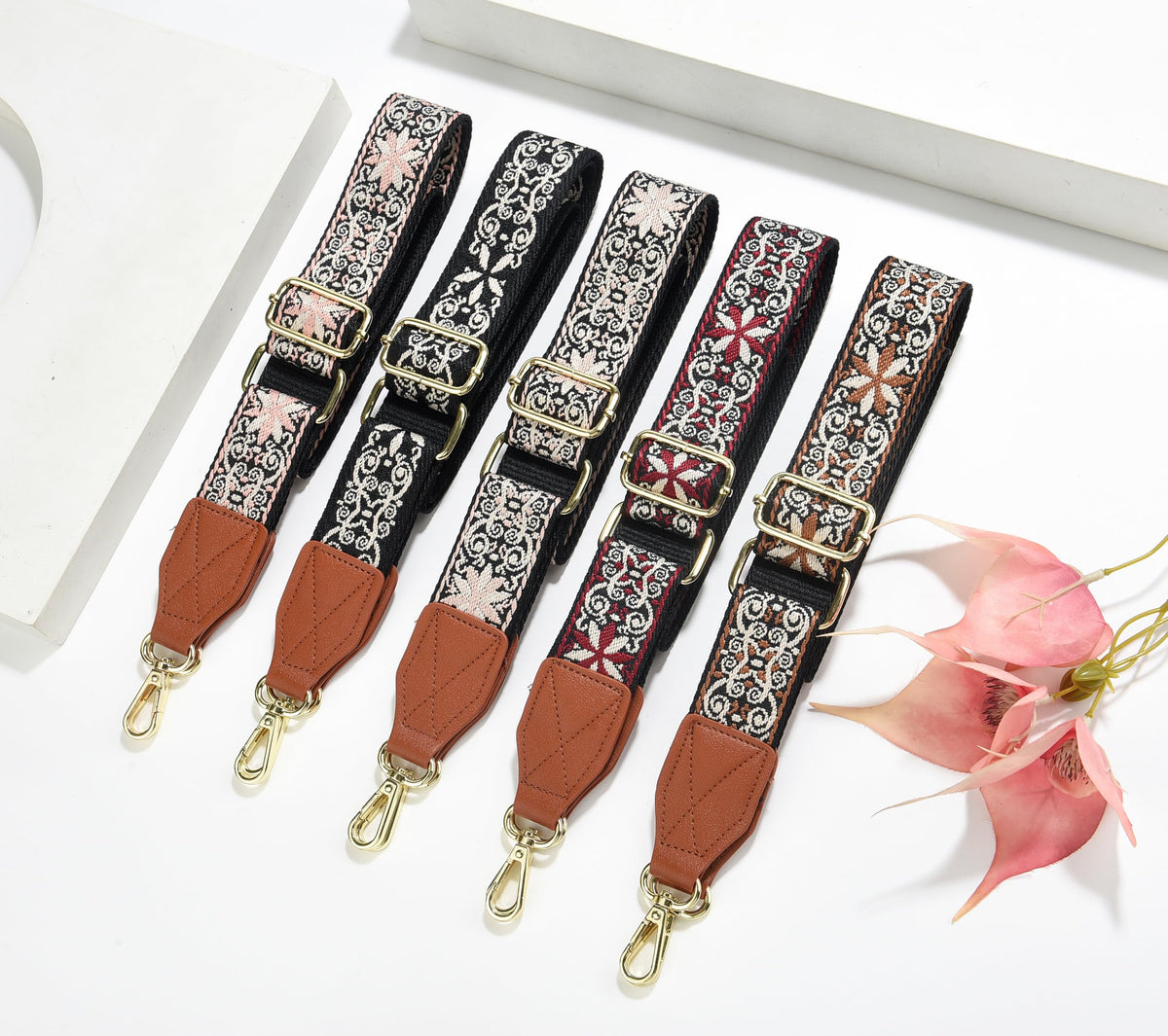 LEMEDE Purse Strap,1.5" Leather End Shoulder Strap Adjustable Replacement,Retro Multi-pattern Crossbody Bag Straps