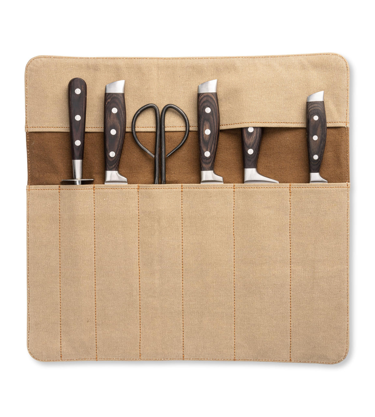 Angus Stoke premium leather Knife Roll Bag - Storage and Protection for Chef Knives, 7 Slots and 1 Zipper Pocket, genuine Buffalo Leather Case Nils (Mahogany)