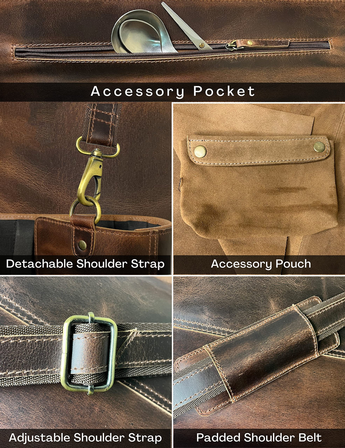 RUSTIC TOWN Leather Knife Roll Storage Bag | Elastic and Expandable 11 Pockets with Tool Pouch | Adjustable/Detachable Shoulder Strap | Travel-Friendly Chef Knife Case Roll (Walnut Brown)