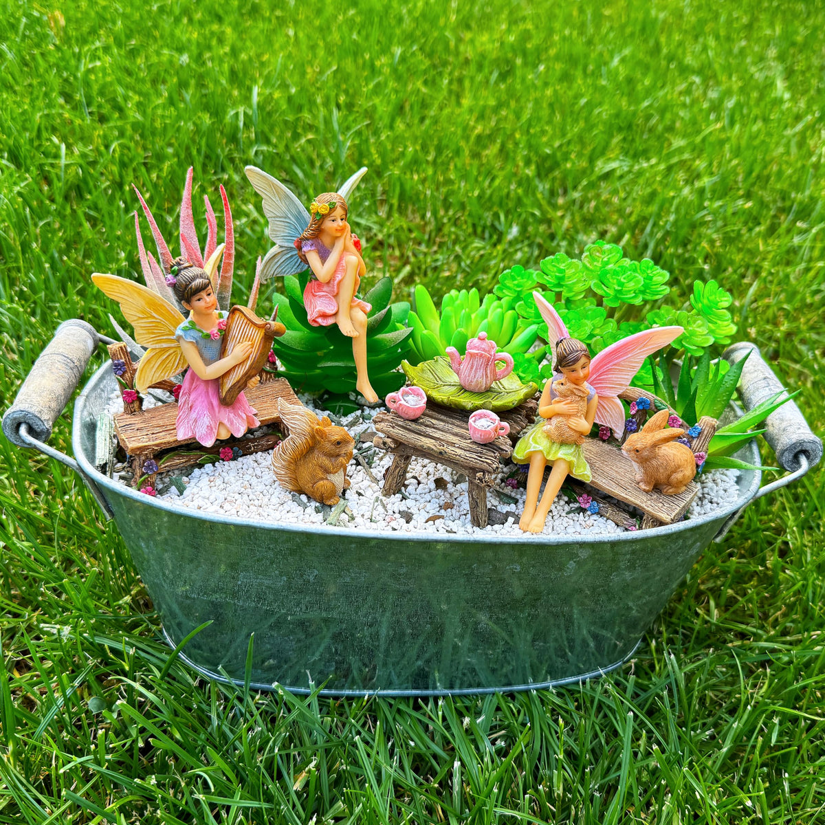 Mood Lab Fairy Garden Figurines - Miniature Decor Set (12 pcs) - Statues & Accessories - Outdoor & Indoor Garden Decor