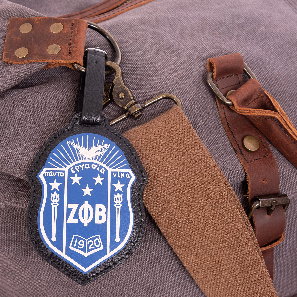 Desert Cactus Zeta Phi Beta Luggage Tag Fraternity (Faux Leather Crest Luggage Tag)