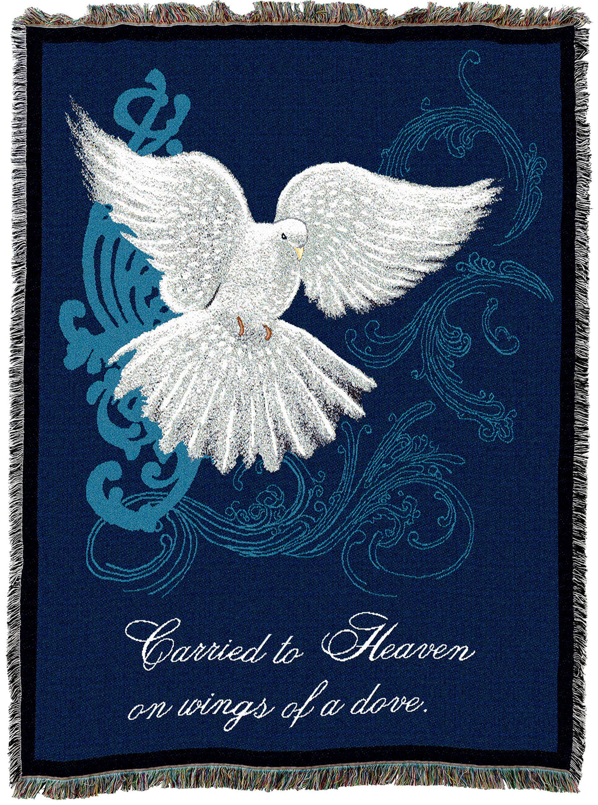 Pure Country Weavers Carried to Heaven on Wings of a Dove Blanket by Sherri Buck Baldwin - Sympathy Bereavement Gift Tapestry Throw Woven from Cotton - Made in the USA (72x54)