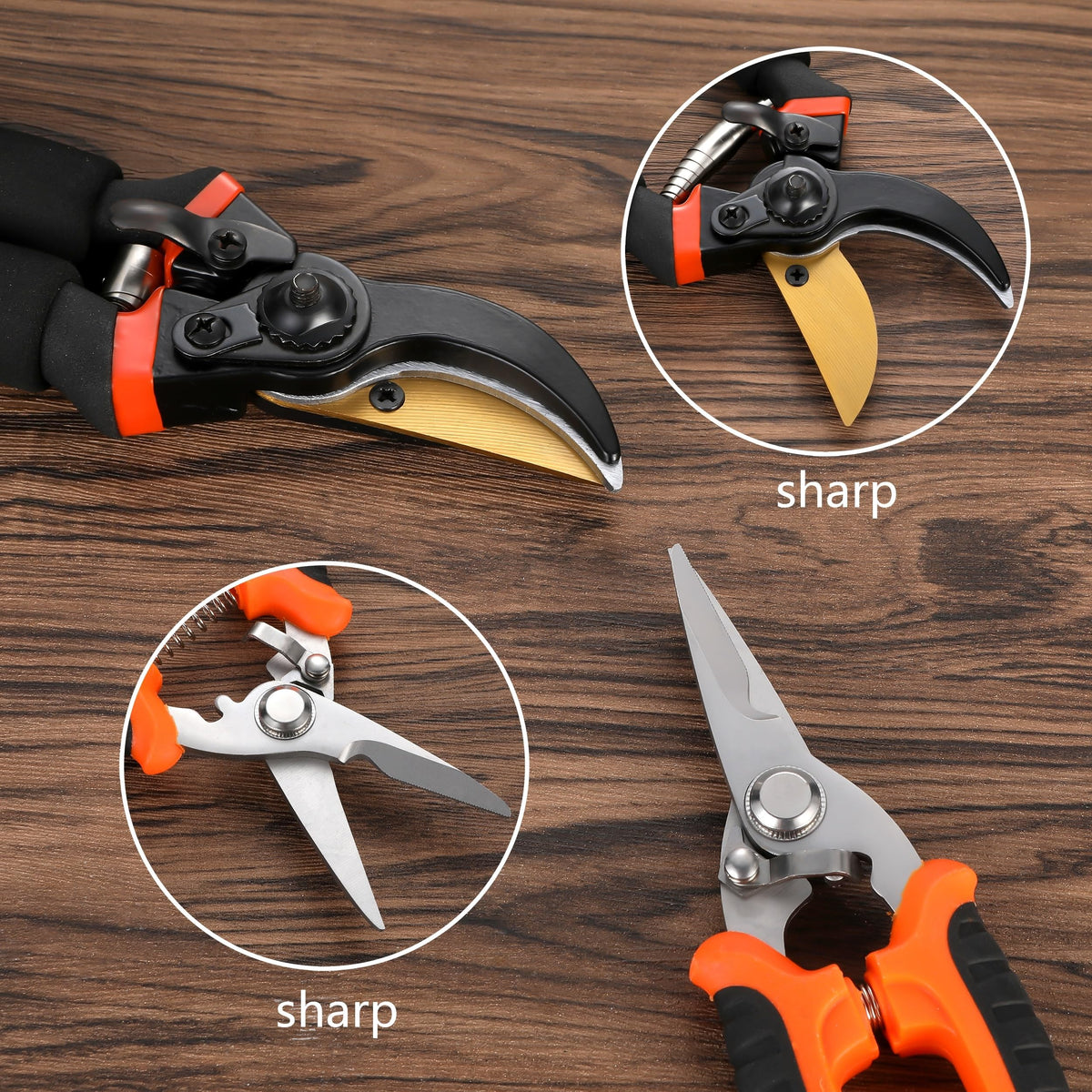 5 pack Garden Pruning Shears Stainless Steel Blades, Handheld Scissors Set with Gardening Gloves,Heavy Duty Garden Bypass Pruning Shears,Tree Trimmers Secateurs, Hand Pruner (Classic)