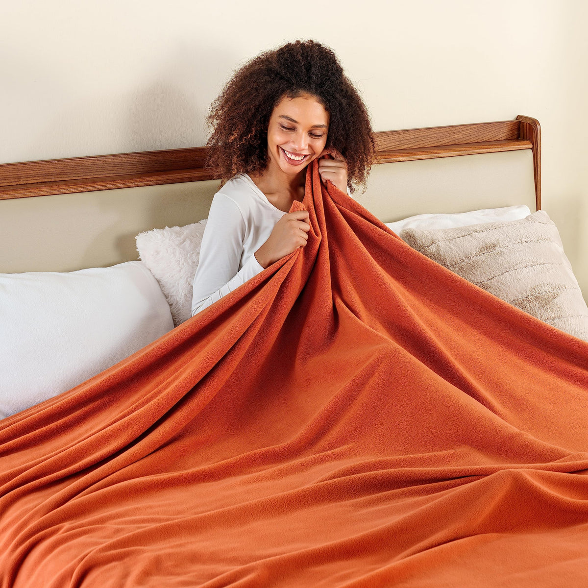 Berkshire Blanket Microfleece Twin Size Bed Blanket Amberglow Orange, Lightweight Soft Breathable Plush Micro Fleece Blanket for Bed Couch Sofa, 60x92 Inches