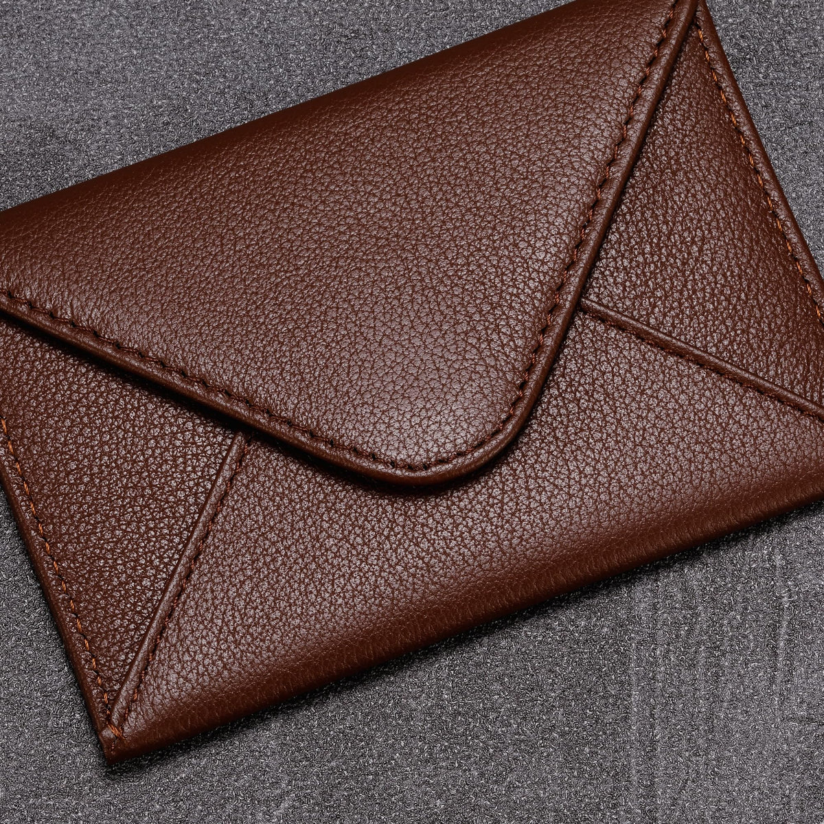 HISCOW Envelope Business Card Case with Magnet Closure - Italian Calfskin, Coffee
