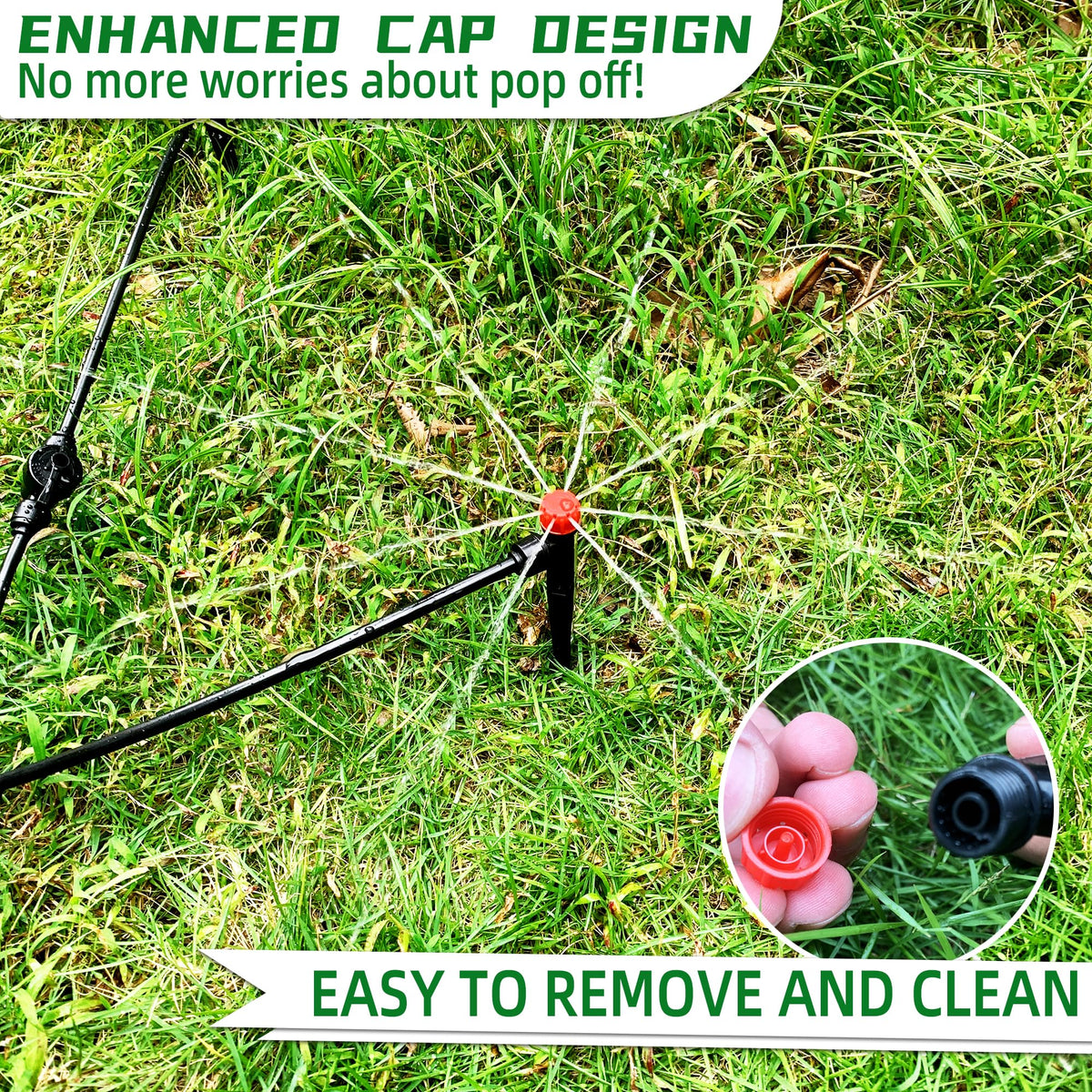 60PCS Push-to-Fit Drip Irrigation Emitters for 1/4 inch Irrigation Tubing, Adjustable 360 Degree Drip Emitter Sprayer with Stake, Irrigation Dripper Sprinklers for Drip Irrigation System