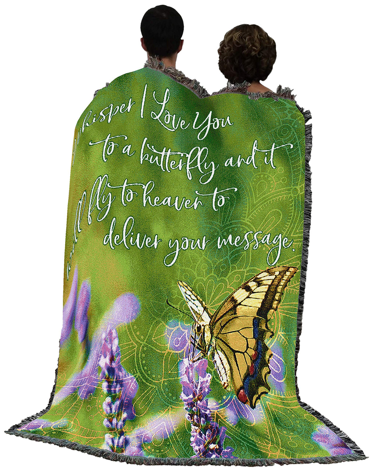 Pure Country Weavers Whisper I Love You to A Butterfly Blanket - Sympathy Bereavement Gift Tapestry Throw Woven from Cotton - Made in the USA (72x54)